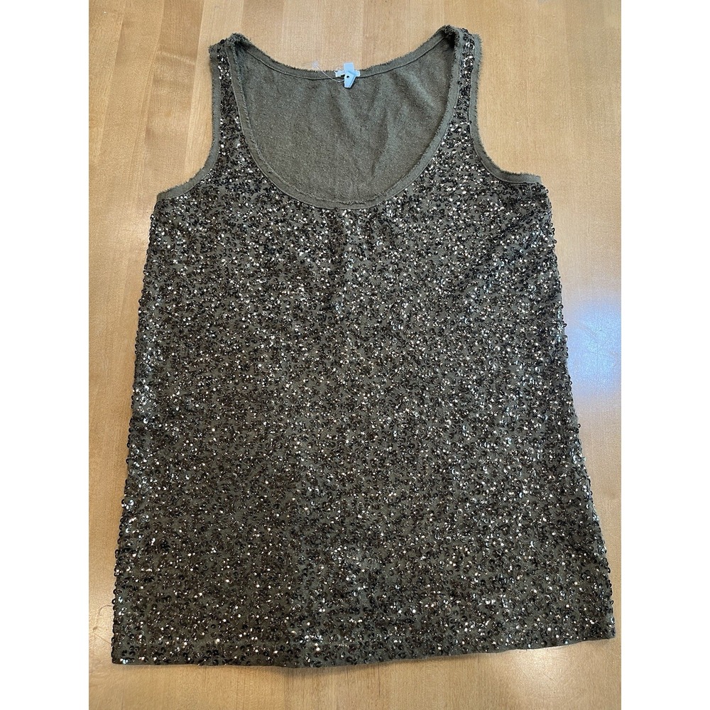 J Crew Womens Small Drapey Sequin Tank Top Lightweight Scoop Neck Modal Blend XS
